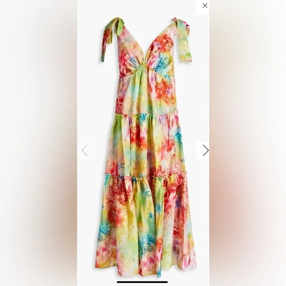 MARCHESA NOTTE Tiered metallic fil coupé floral-print woven maxi dress Large - Picture 3 of 11